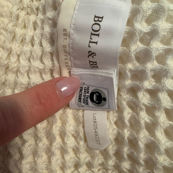 Boll & Branch Cream Waffle Blanket - King - Picture 5 of 6